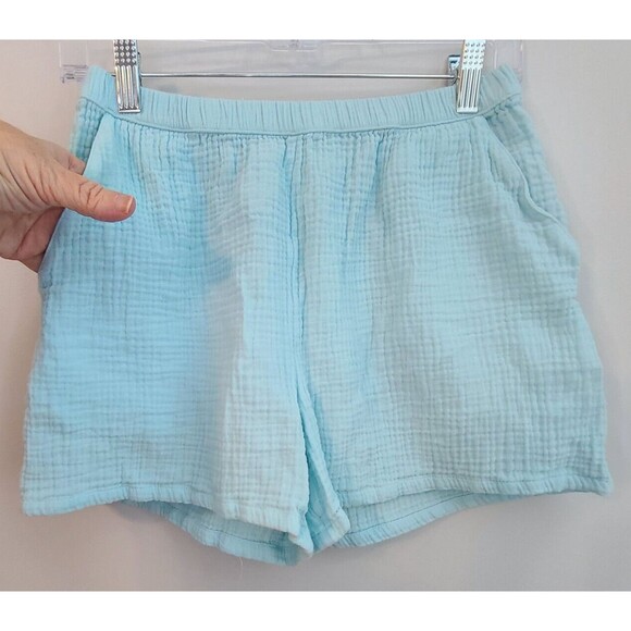 Van Winkle & CO Womens S Baby Blue Gauze Pull On Shorts Pockets Beachy Vacation - Picture 5 of 14
